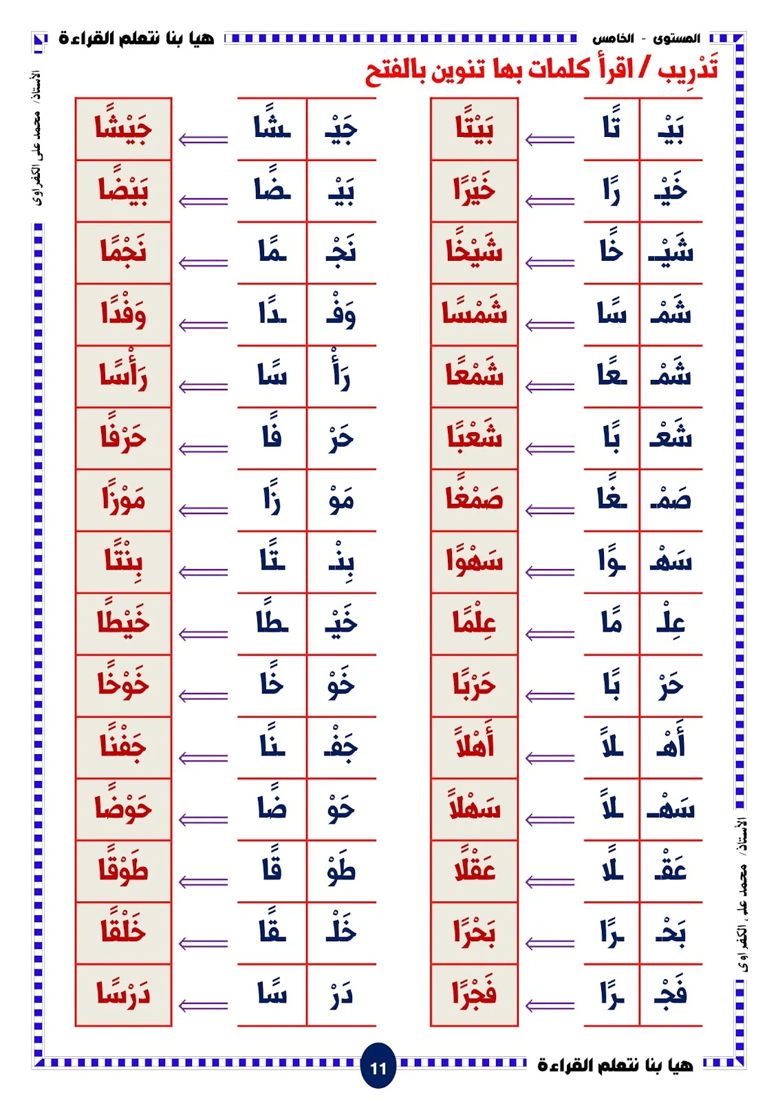 هيا بنا نتعلم القراءة المستوى الخامس الحروف والحركات هيا بنا نتعلم القراءة المستوى الخامس الحروف والحركات