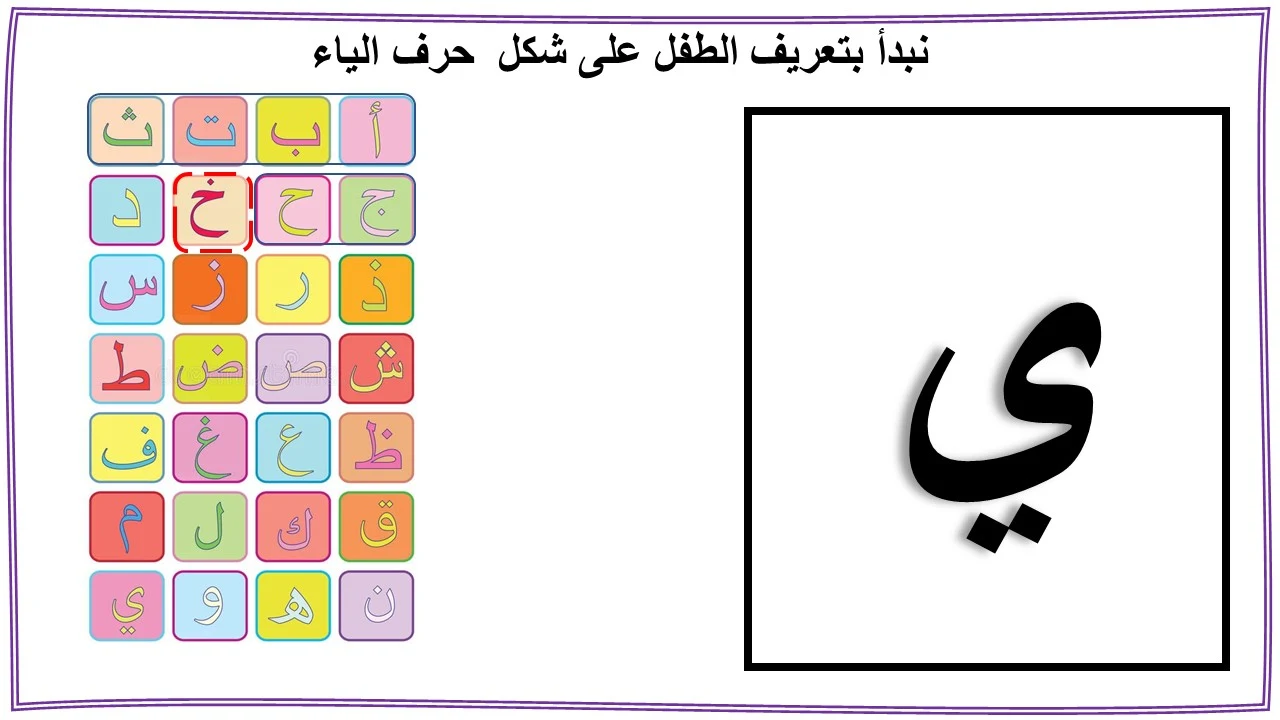 تعليم حرف الياء للاطفال بنفسك (ي)- مع قصة الحرف والتدريبات والكلمات والالعاب واوراق العمل لتأكيد الحرف
