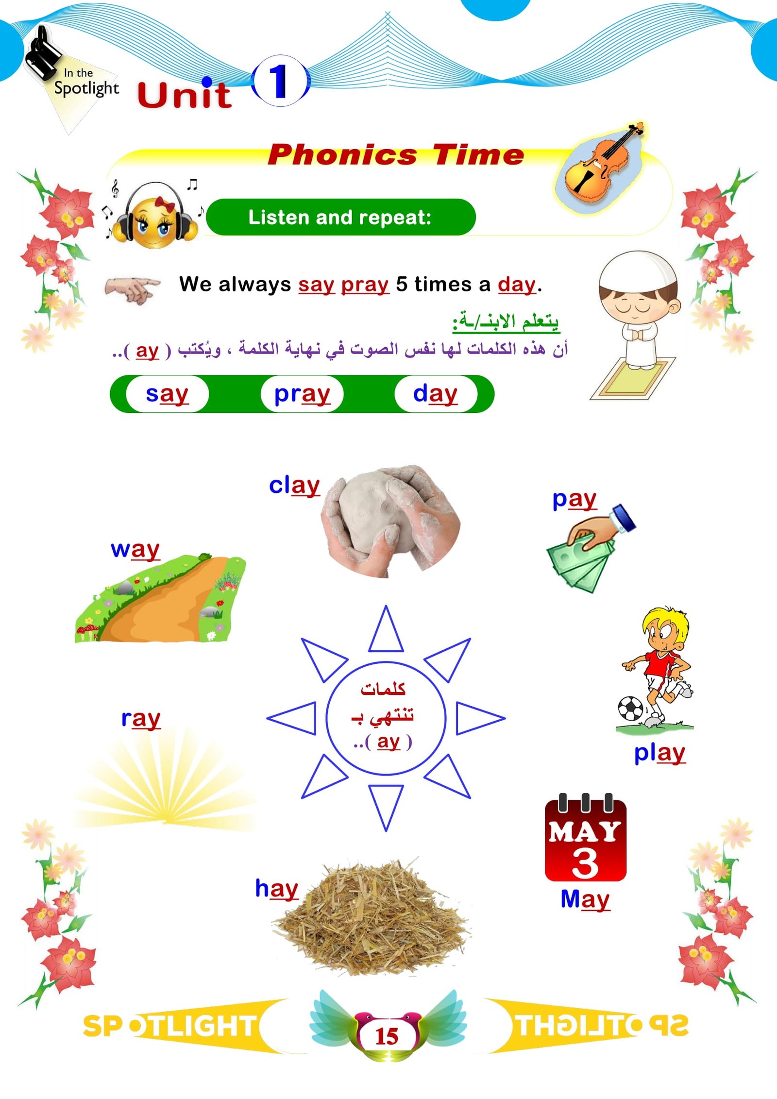 مراجعة للغة الانجليزية الصف الأول الوحده1 pdf  تحميل مباشر