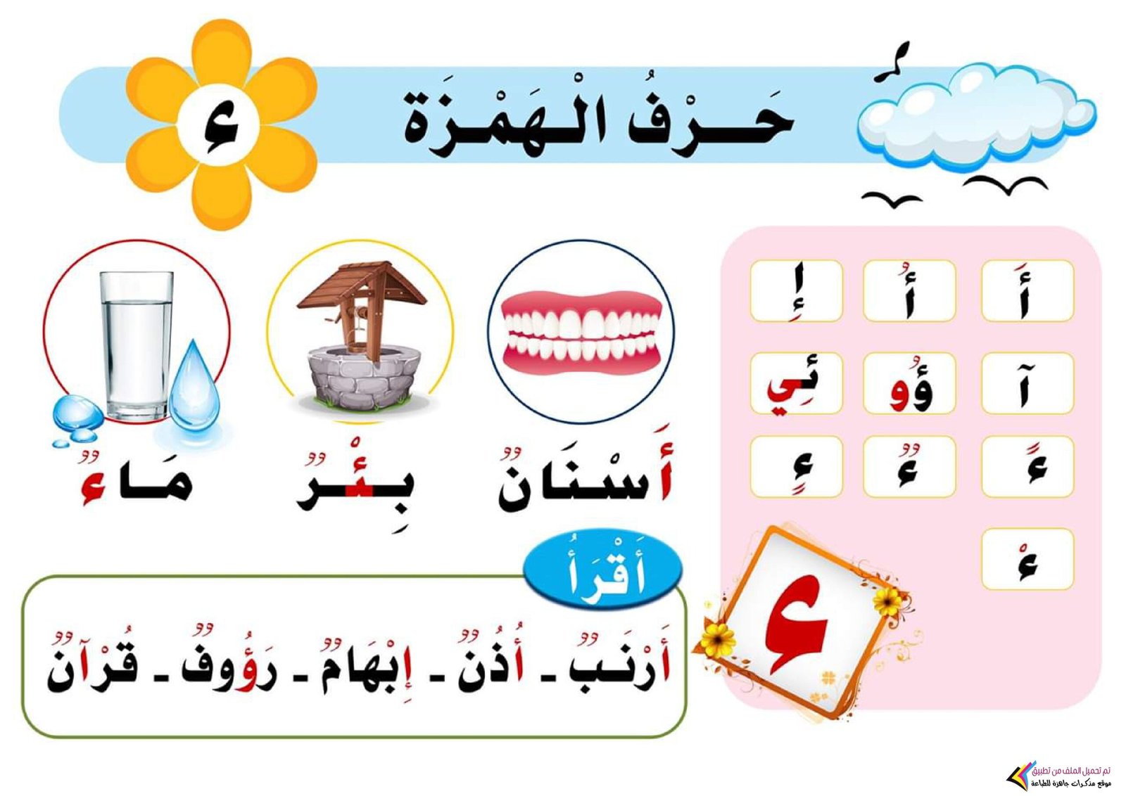 بطاقات 'الحروف مع الكلمات