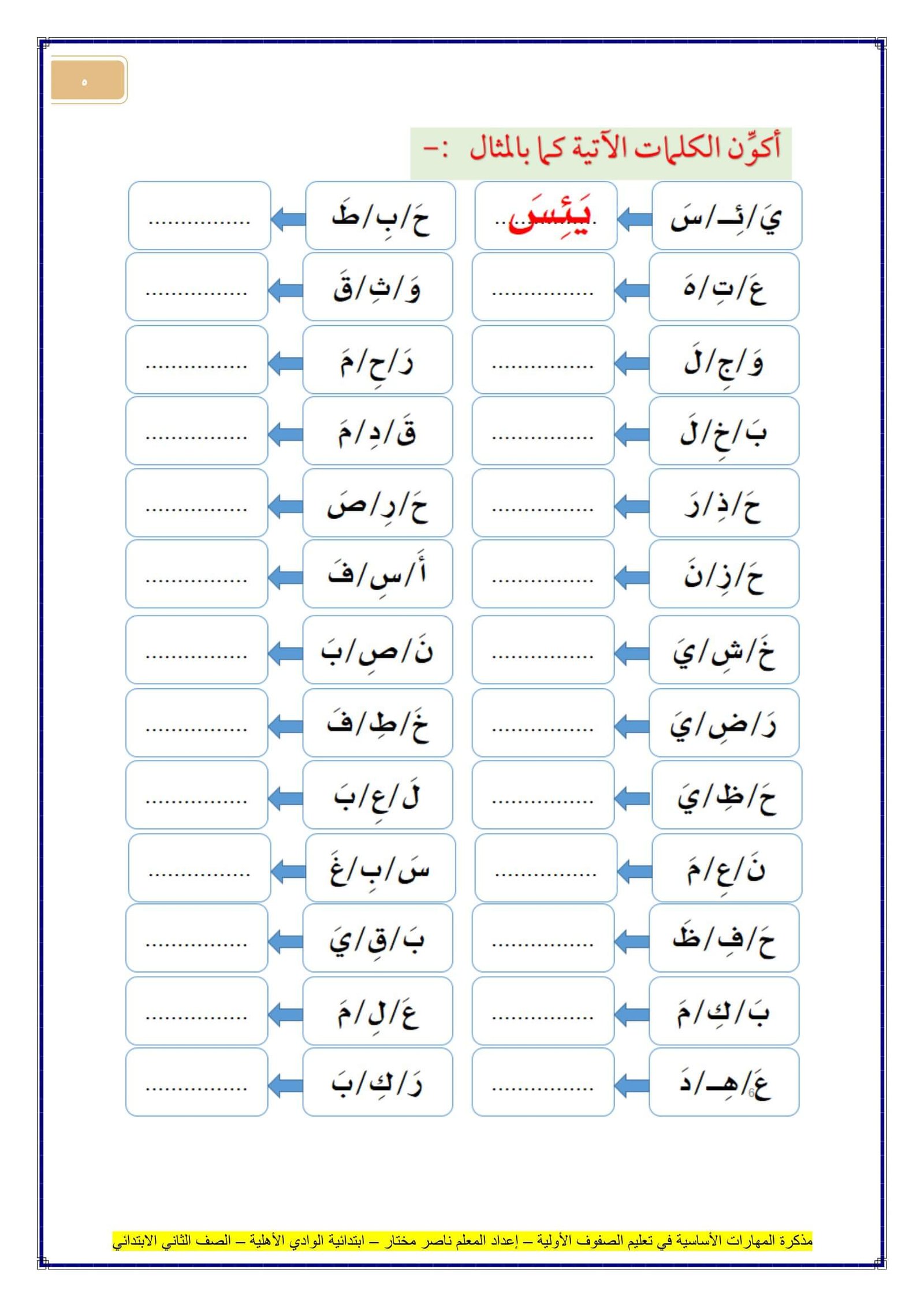مذكرة المهارات الأساسية في تعليم الصفوف الأولية: إعداد المعلم ناصر مختار