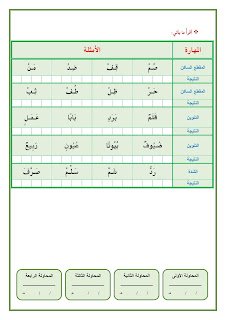 نموذج تحديد مستوى الطالب في اللغة العربية للصف الأول الابتدائي 2024: