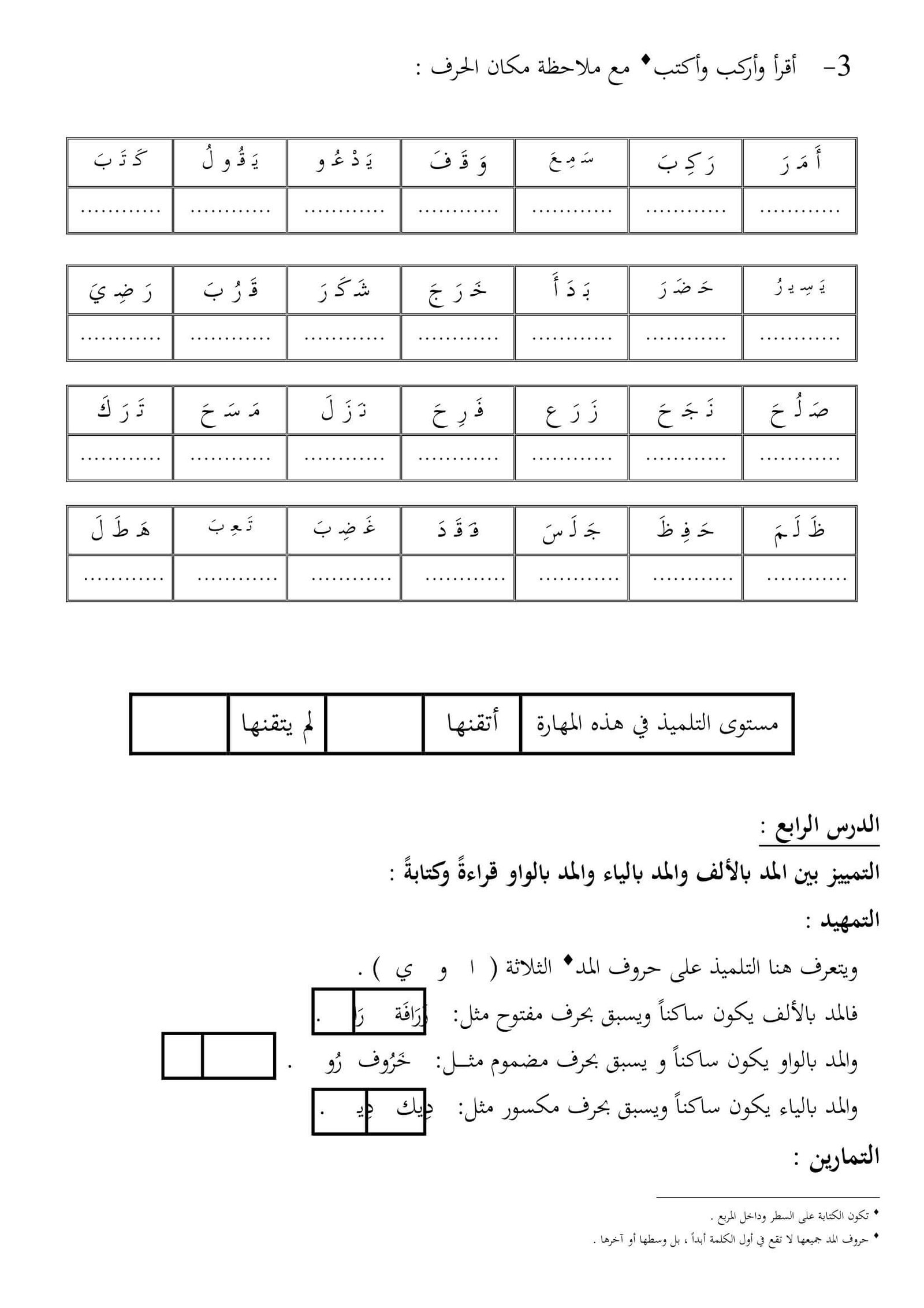 برنامج مقترح لرفع وتحسين مستوى بعض التلاميذ الضعاف لغتي الصف الأول الابتدائي