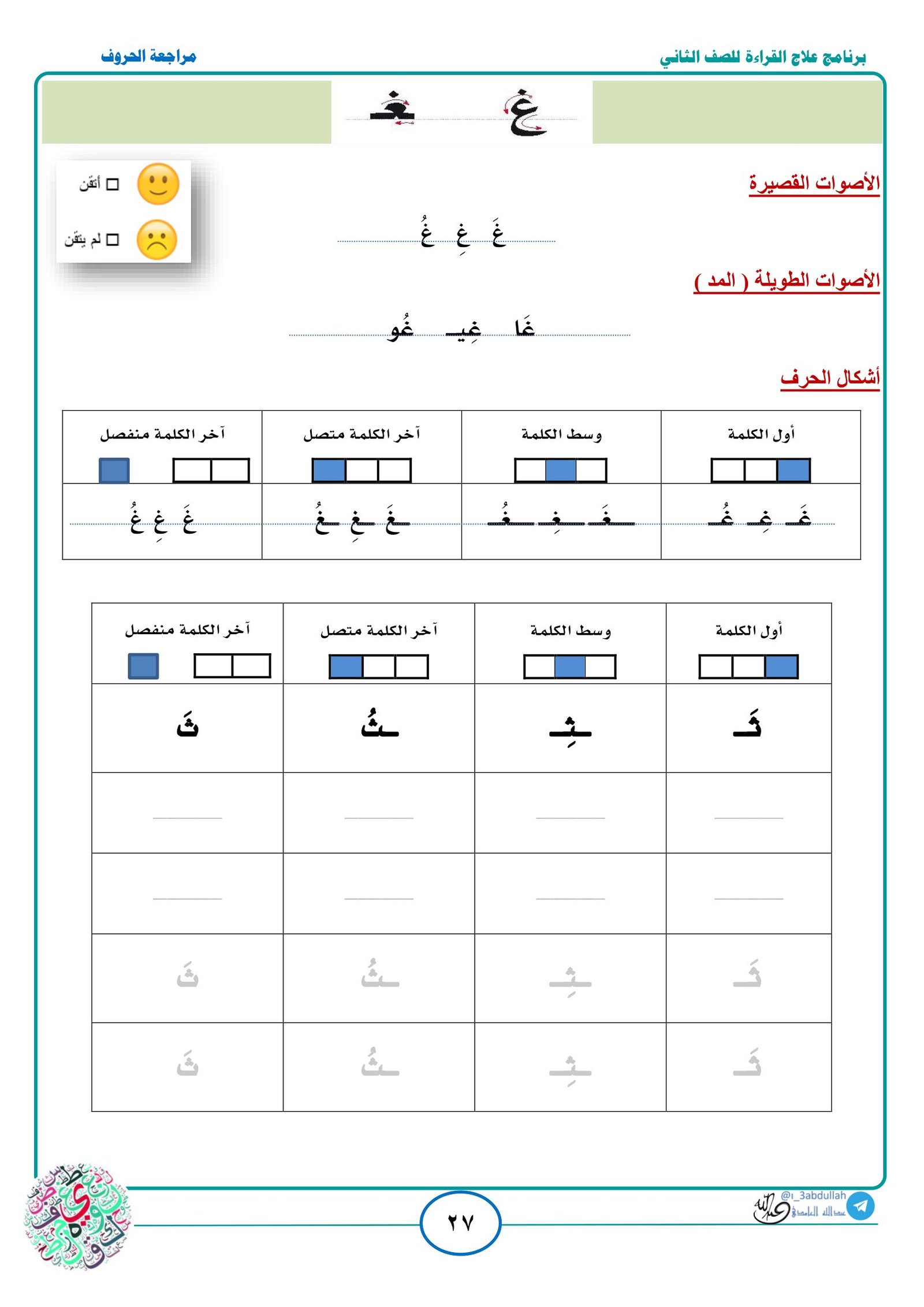 برنامج علاج القراءة: مراجعة الحروف الأبجدية للصف الثاني pdf تحميل مجاني