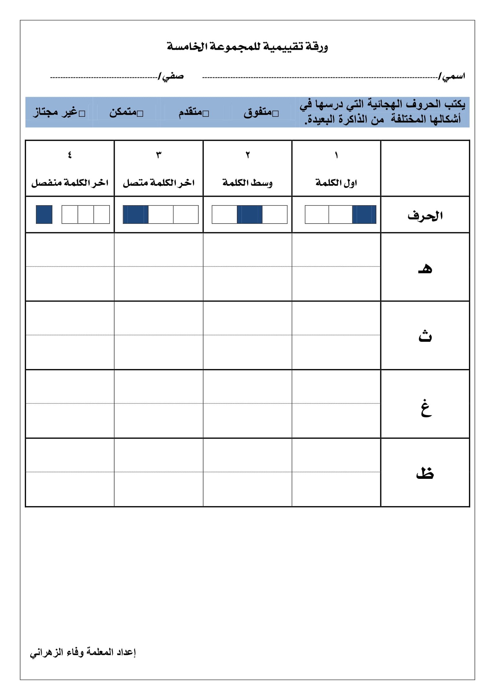 أوراق تقييمية للحروف الهجائية pdf تحميل مباشر مجاني أوراق تقييمية للحروف الهجائية pdf تحميل مباشر مجاني