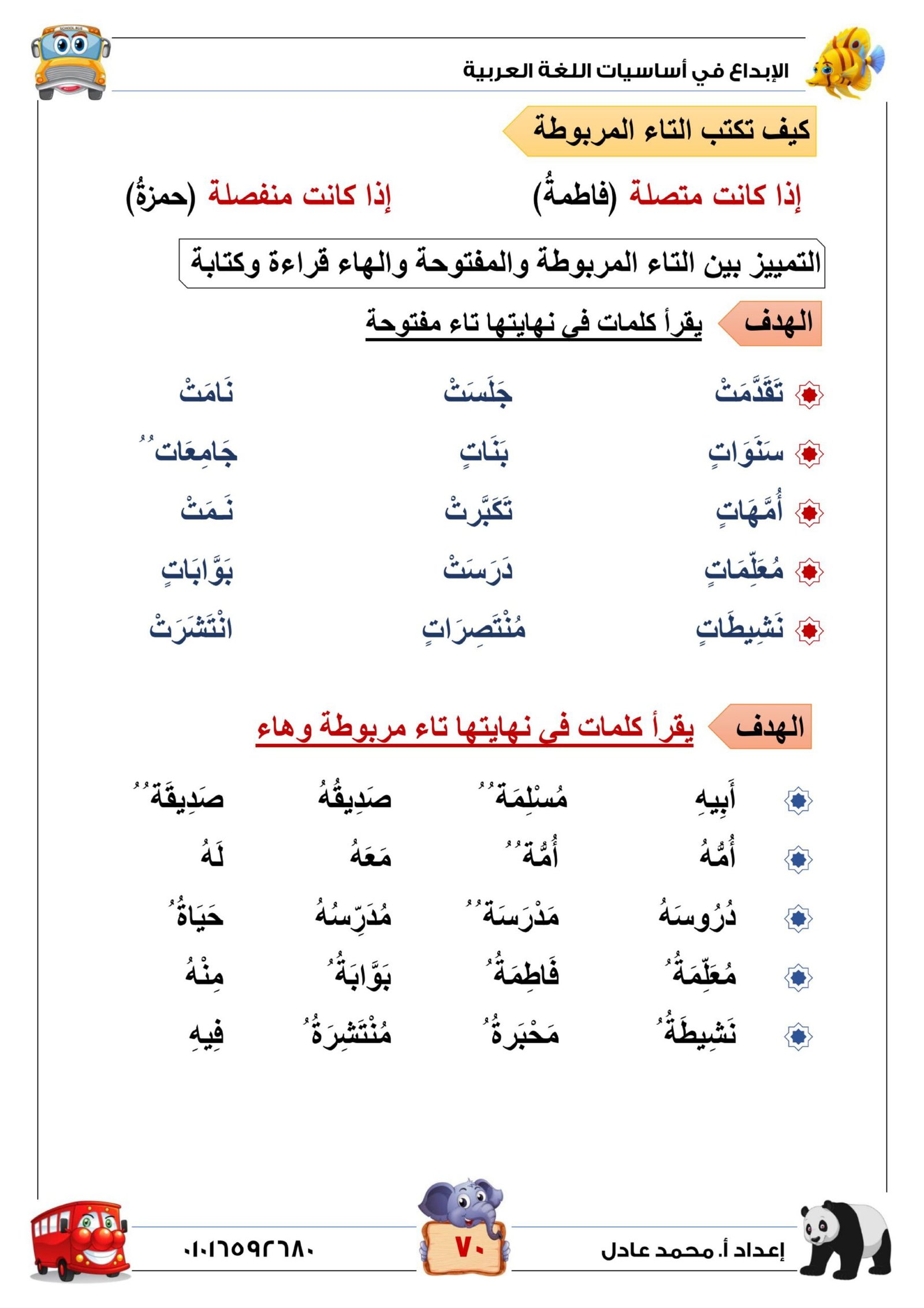 ملزمة الإبداع في أساسيات اللغة العربية حروف الهجاء وأسماءوها pdf