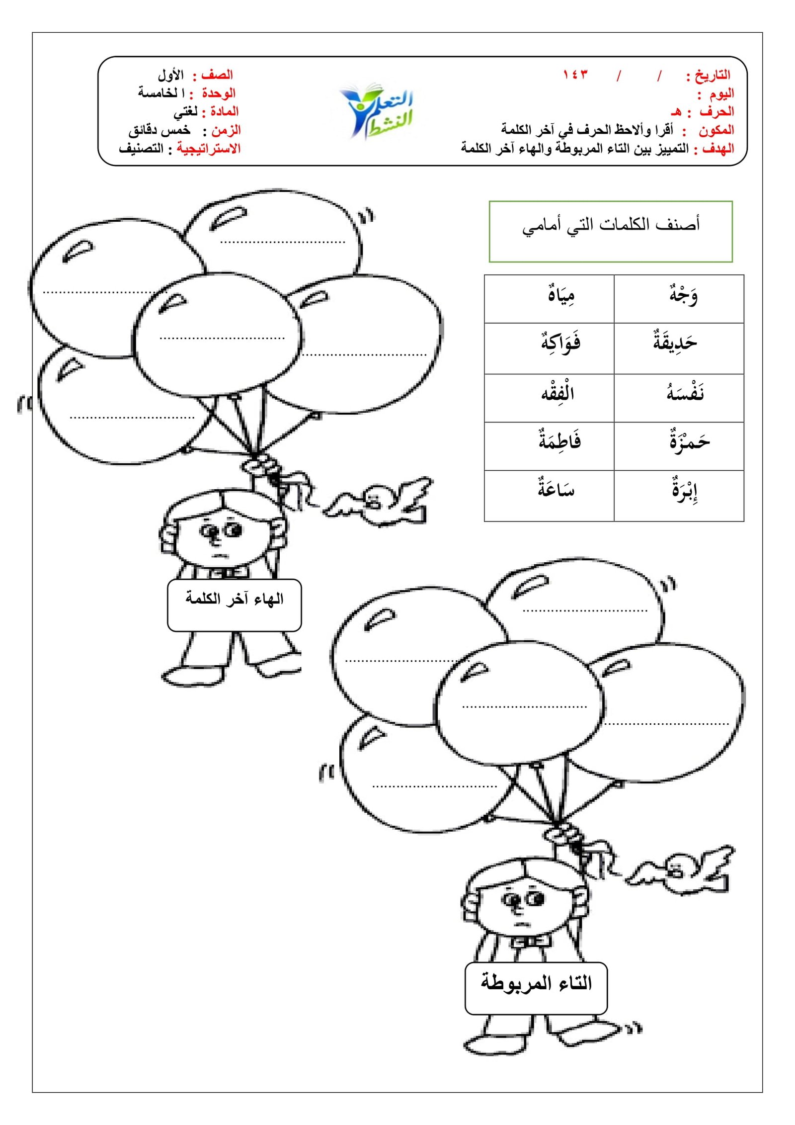 مهارة التاء المربوطة والتاء المفتوحة: أسرار النجاح وتحميل الأوراق
