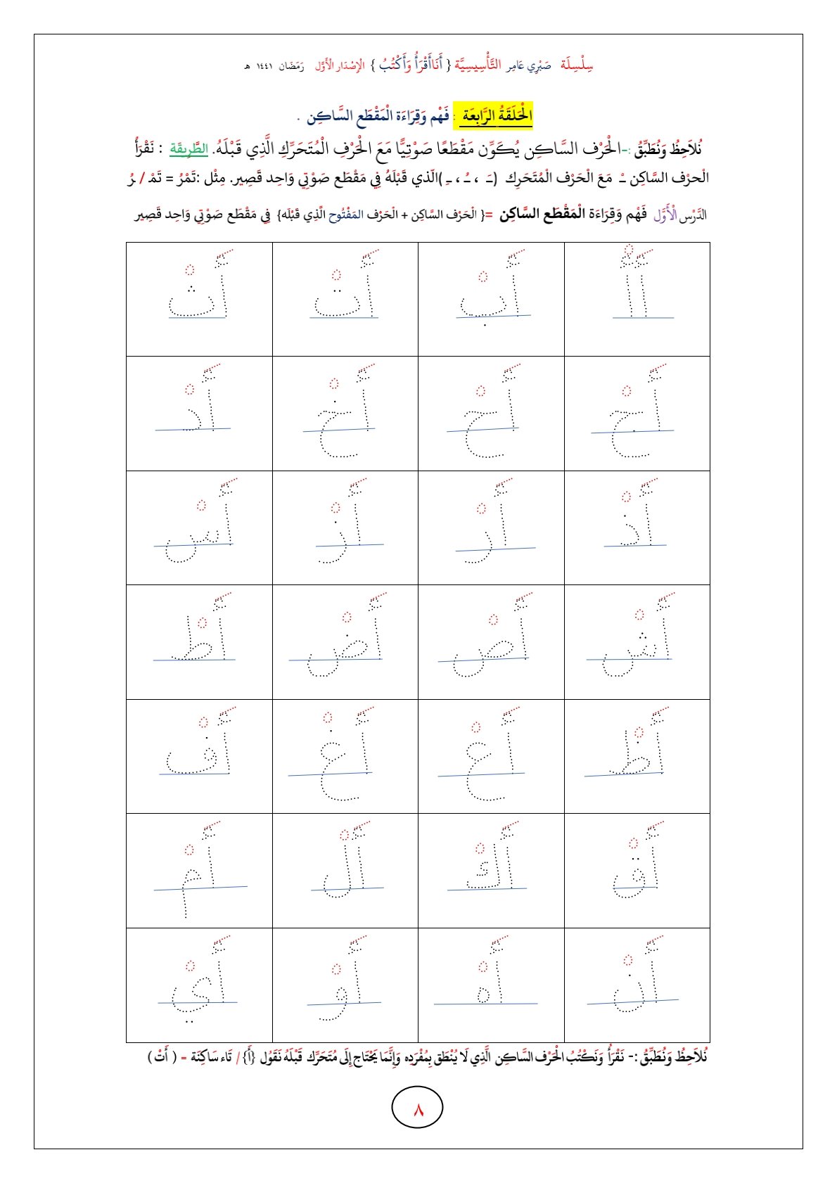 المقطع الساكن: كيف نقرأ الكلمات التي تحتوي على المقطع الساكن؟ pdf  تحميل مجاني