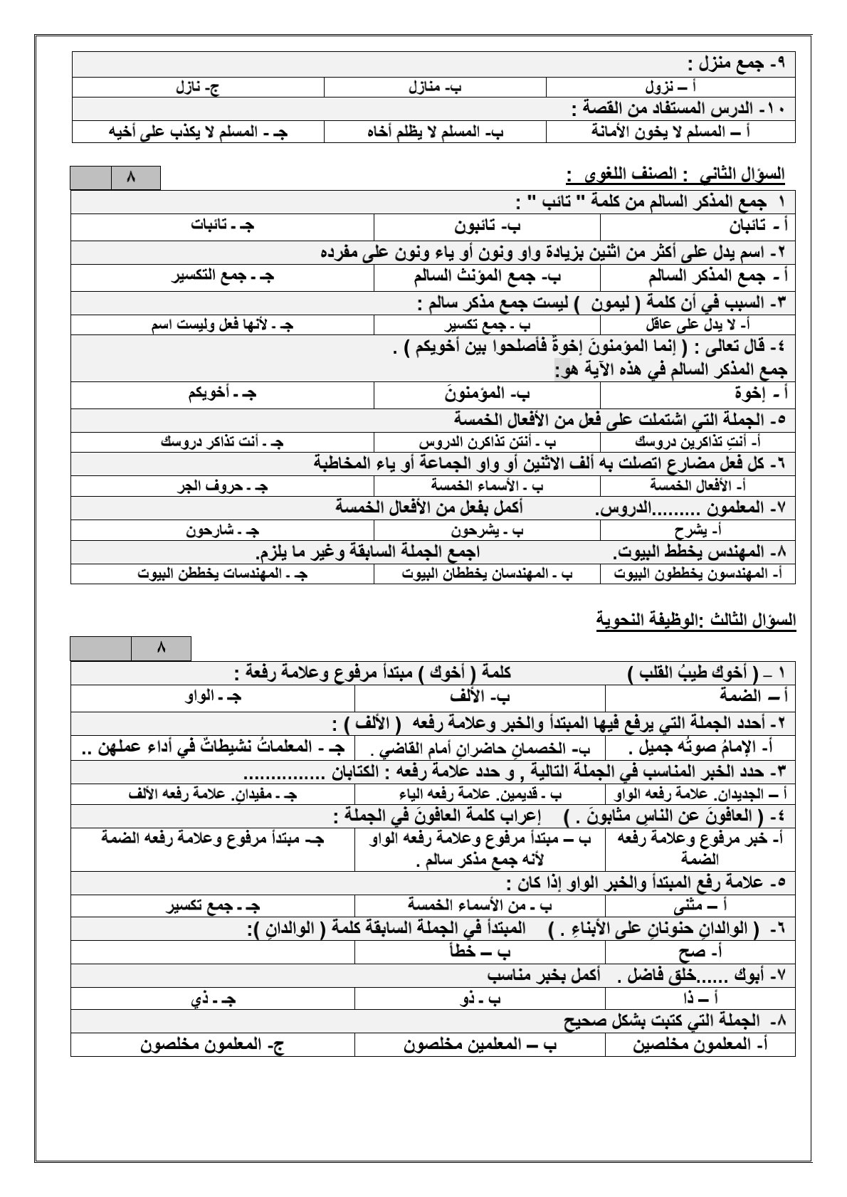 اختبار لغتي الصف الابتدائي الفصل الدراسي الاول اختبار لغتي الصف الابتدائي الفصل الدراسي الاول