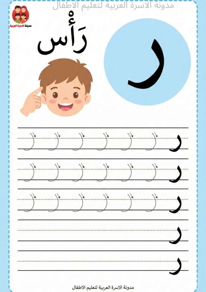 ورقة عمل كتابة حرف الراء للاطفال 