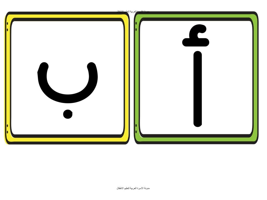 بطاقات الحروف العربية الملونة للأطفال من الألف إلى الياء PDF
