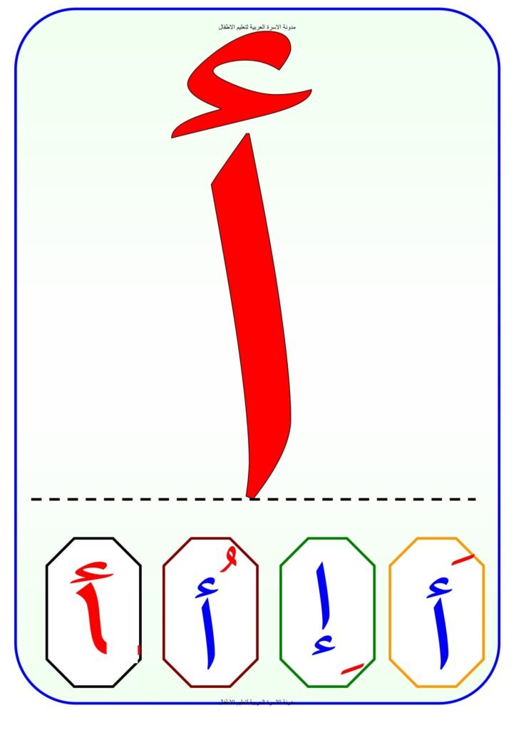 بطاقات تعليم الحروف العربية بالحركات على السطر PDF