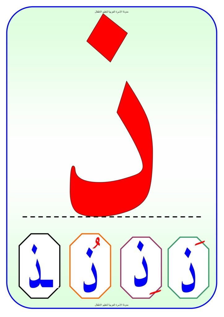 بطاقات تعليم الحروف العربية بالحركات على السطر PDF