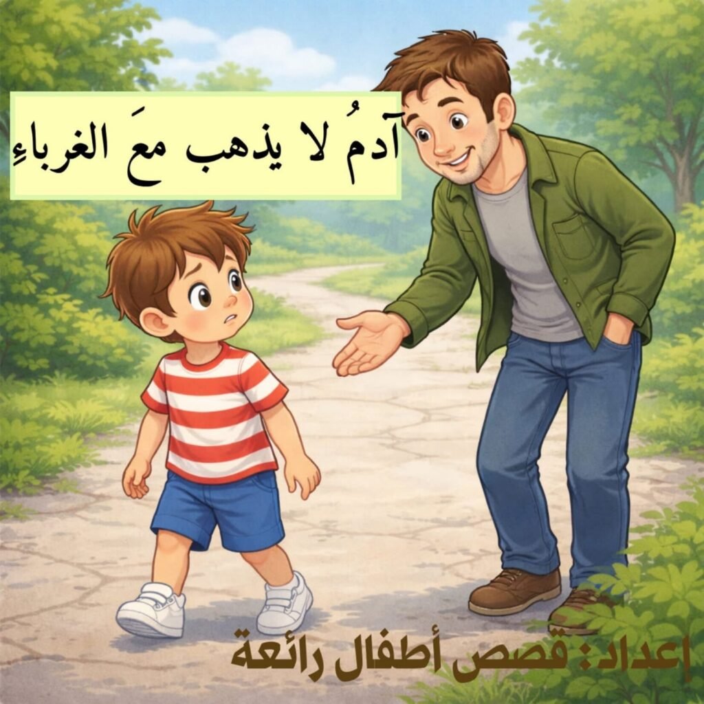 آدم لا يذهب مع الغرباء PDF للأطفال | قصة تعلم الطفل الأمان والحذر