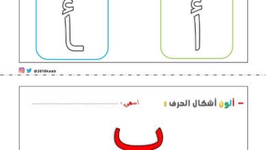 كراسة تلوين أشكال الحروف العربية في أول ووسط وآخر الكلمة PDF