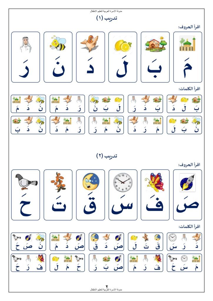 أوراق عمل قراءة الحروف العربية المصورة والمجردة والمتصلة مع التقييم PDF