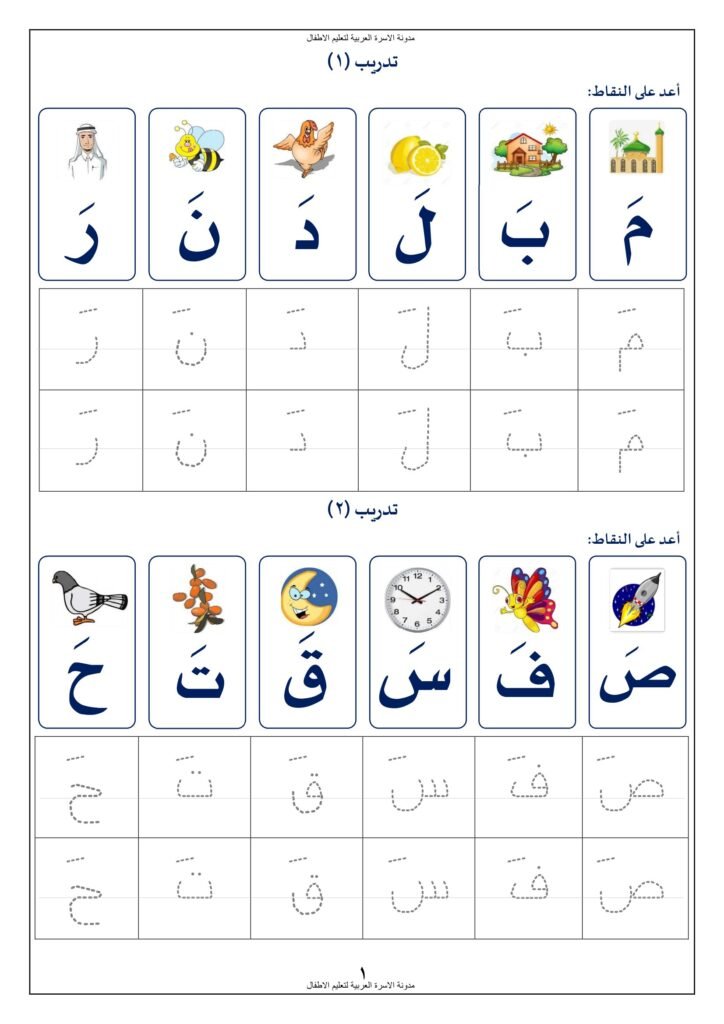 تدريبات شاملة على كتابة وقراءة الحروف العربية PDF