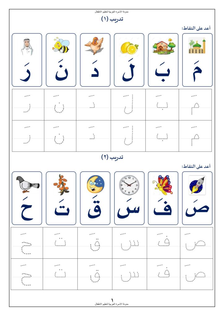 أوراق عمل تتبع وكتابة الحروف الهجائية المجردة والمتصلة مع التقييم PDF