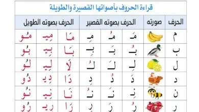 الحروف الهجائية بأصواتها القصيرة والطويلة بالصور والمدود PDF