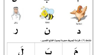 مذكرة قراءة الحروف الهجائية كاملة بصوت الفتح القصير والكلمات PDF