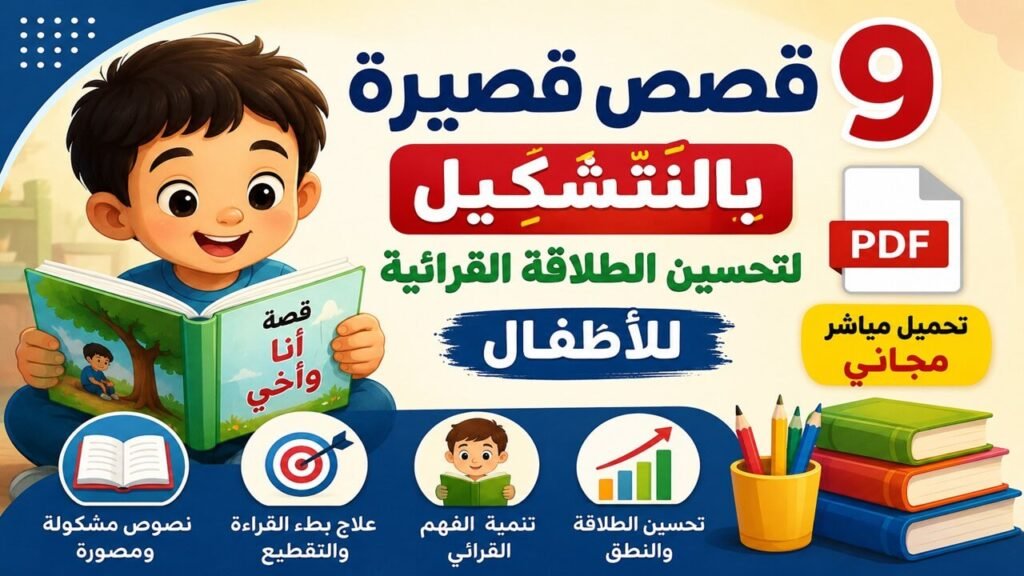 9 قصص قصيرة بالتشكيل لتحسين الطلاقة القرائية للأطفال – تحميل مباشر مجاني PDF