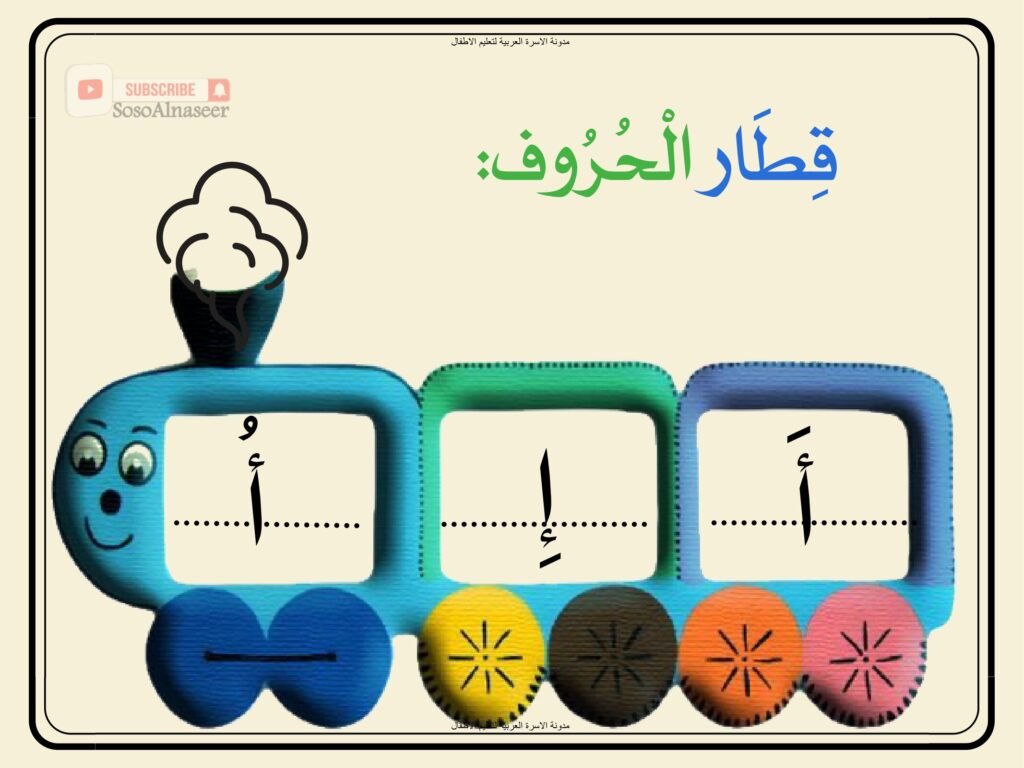 قطار الحروف الهجائية بالحركات القصيرة للأطفال  PDF