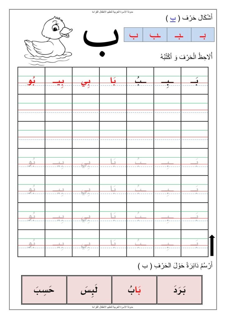 مذكرة قراءة وكتابة حروف الفصل الأول في خمسة مستويات PDF
