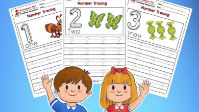 أوراق تتبع الأرقام من 1 إلى 10 PDF للأطفال – Number Tracing Worksheets