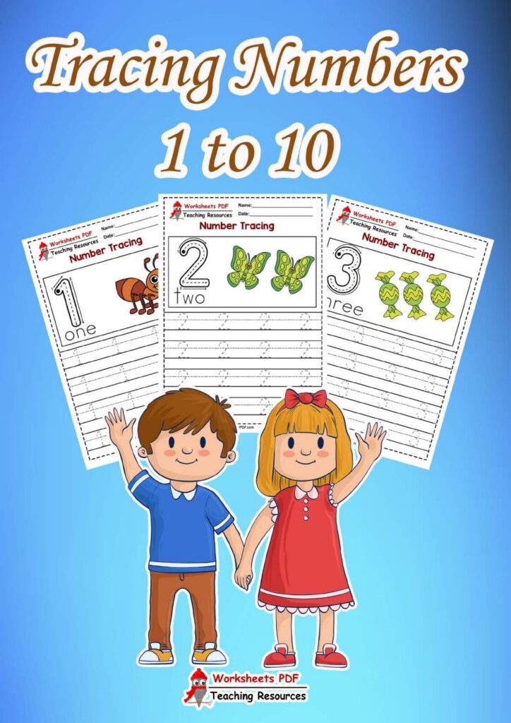 أوراق تتبع الأرقام من 1 إلى 10 PDF للأطفال – Number Tracing Worksheets