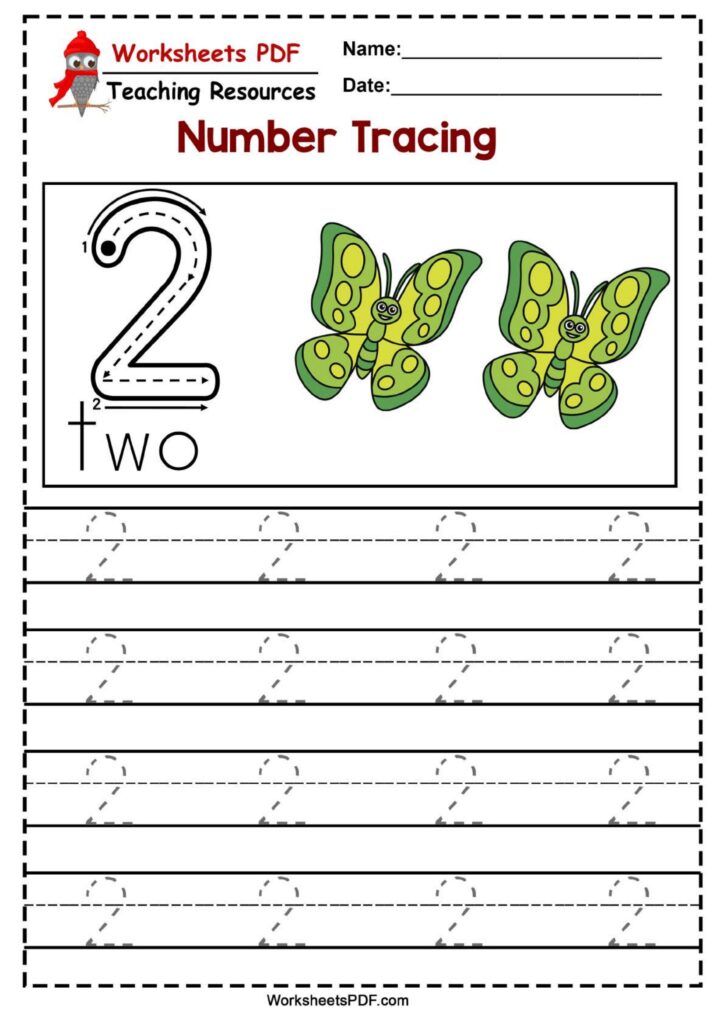 أوراق تتبع الأرقام من 1 إلى 10 PDF للأطفال – Number Tracing Worksheets