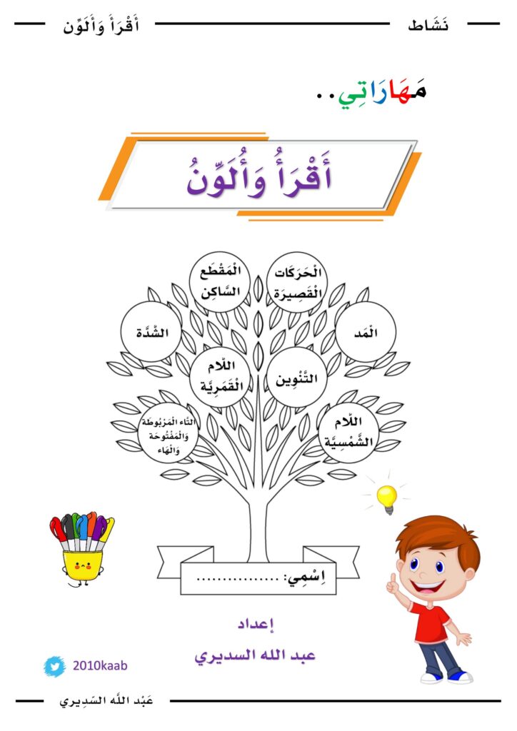 تدريبات الحركات والمد والتنوين والشدة واللام الشمسية والقمرية