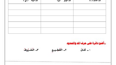 ورقة عمل حروف المد من درس الخروف والذئب PDF – المد بالألف والواو والياء
