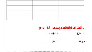 ورقة عمل التاء المفتوحة والتاء المربوطة والهاء PDF من درس الخروف والذئب