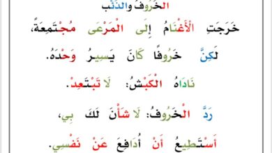 قصة الخروف والذئب PDF للأطفال – نص قراءة ملون في صفحتين