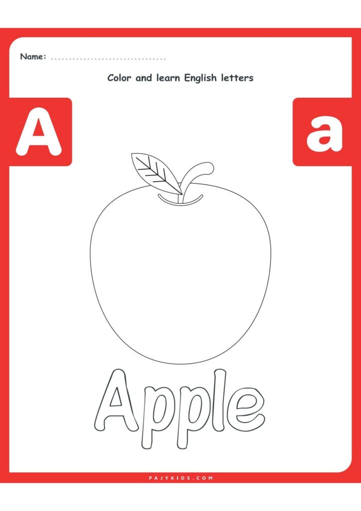 أوراق عمل الحروف الإنجليزية للأطفال للتلوين PDF من A إلى Z