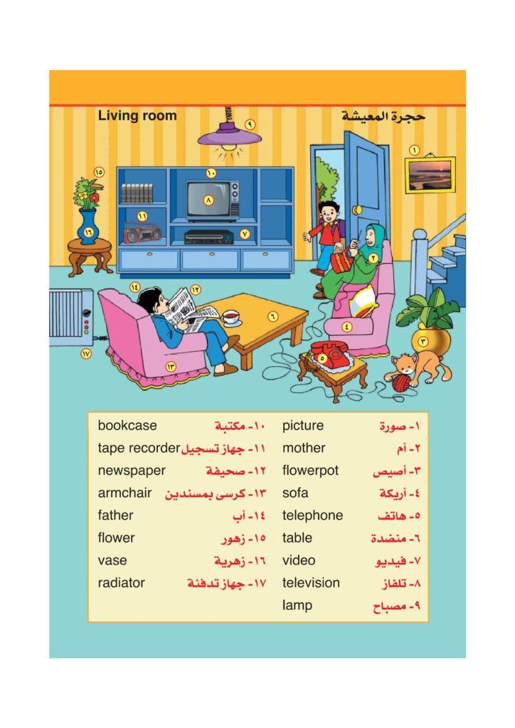 تحميل كتاب منزلي باللغة الإنجليزية PDF: تعلّم أسماء الغرف وأدوات المنزل بالصور