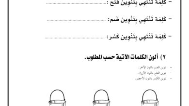ورقة عمل التنوين PDF للأطفال – تدريبات تنوين الفتح والضم والكسر
